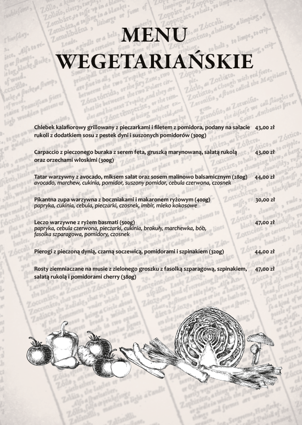 menu wegetariańskie